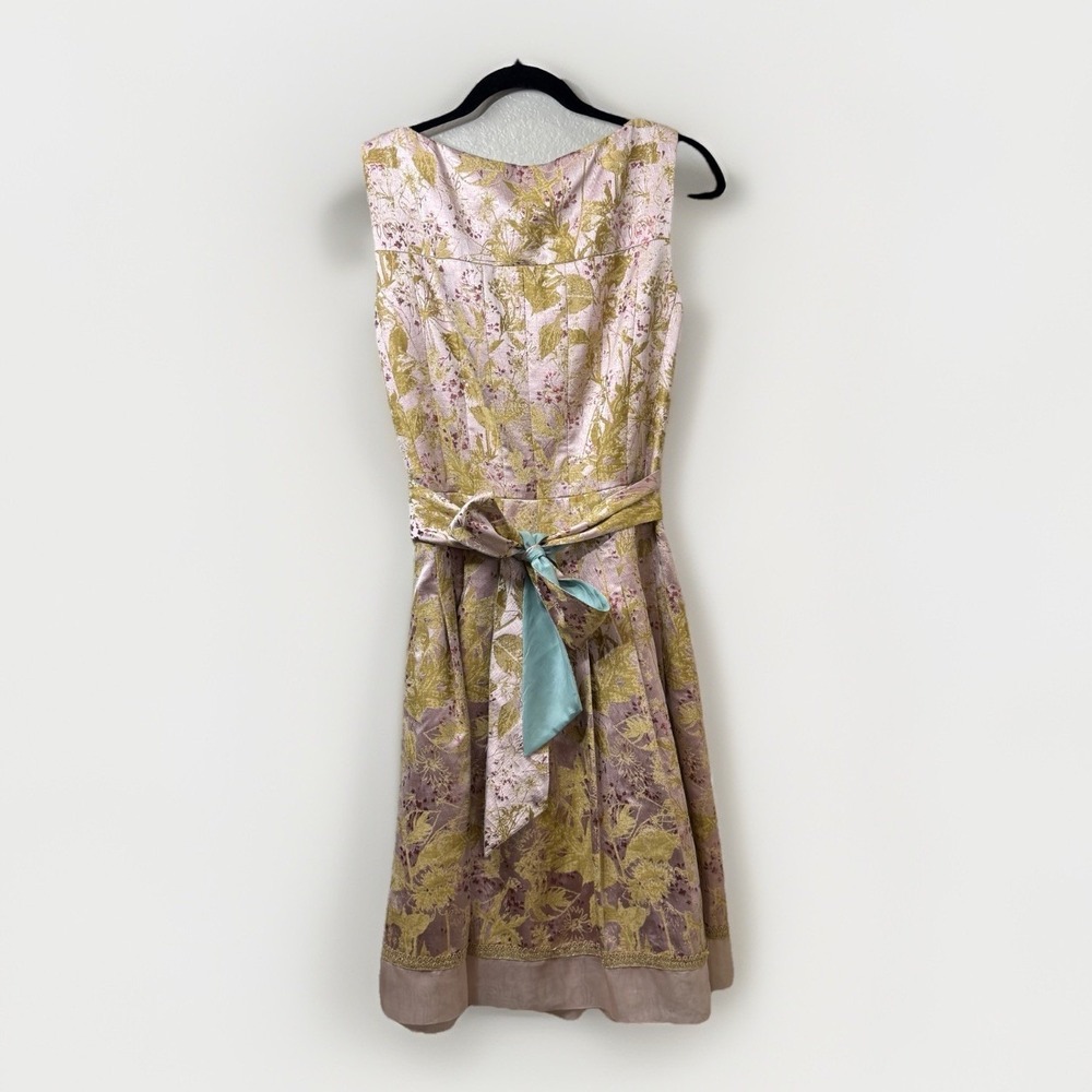 Kay Unger New York Tea Length Portrait Neck Pink Floral Cocktail Party Dress 8 - Picture 4 of 8